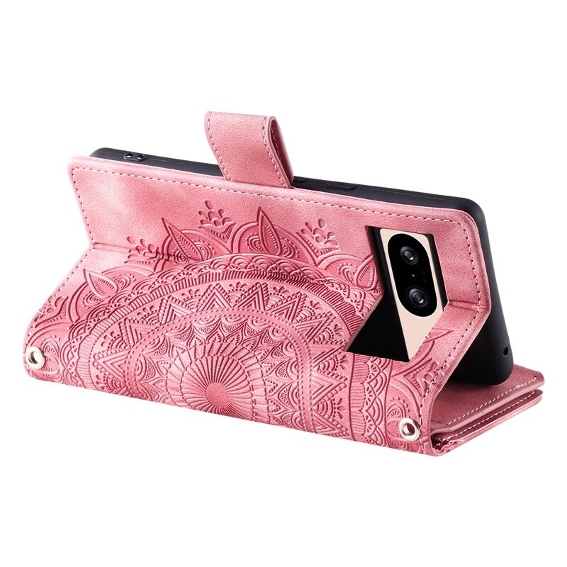 Phone Case For Google Pixel 9 8 7 Pro 6A PU Leather Wallet Flip Cover With Strap