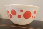 VINTAGE HAZEL ATLAS ORANGE POLKA DOT 8 1/4" DIAMETER MIXING NESTING BOWL