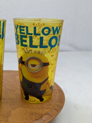 Universal Studios Minions 16 Oz Drinking Glasses Oops Yellow Bello. 3 in Lot - Picture 2 of 13