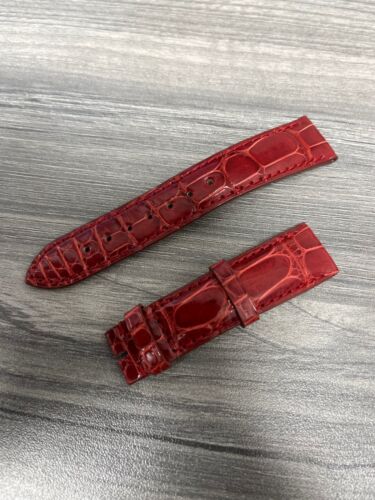 Nuevo Original Longines 18mm Rojo Cuero Caimán Correa de Banda 16mm Hebilla En - Imagen 1 de 3