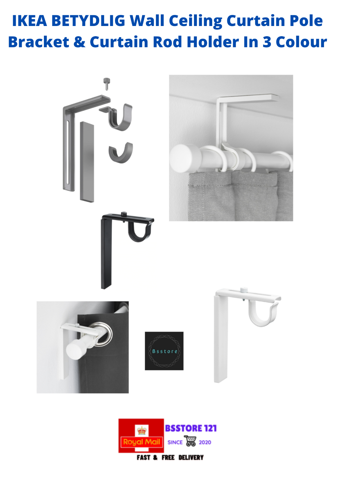 Betydlig Wall Ceiling Brackets And Curtain Rod Holders Shelly Lighting