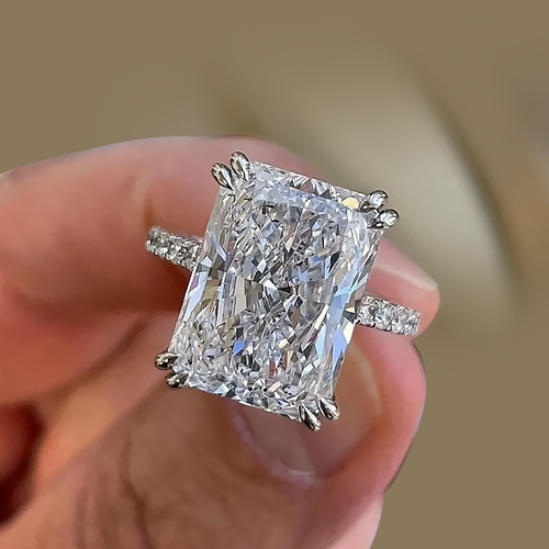 Anillo de boda certificado diamante corte radiante oro blanco 14K 5 quilates IGI cultivado en laboratorio - Imagen 5 de 13