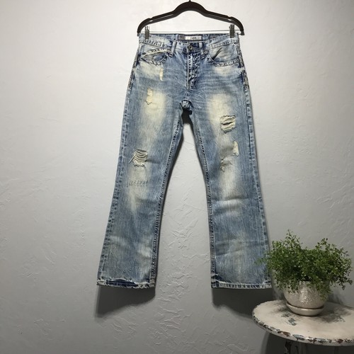 BKE Denim JAKE Herren Jeans Gr. 29S Distressed dicke Nähte Style hellblau