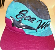 Vintage Sea World SHAMU Whale Hat Tri Tone Youth Baseball Cap Snapback SEAWORLD