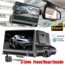 Camara De Seguridad Para Carro Auto 3 lenses Delantero/Trasero/Interior Dash Cam