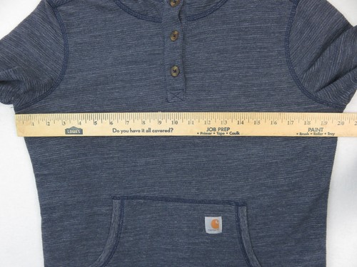 Womens Carhartt Norwalk Henley Hoodie Knit Sweatshirt Sz M Pocket Fitted Blue - Picture 6 of 8