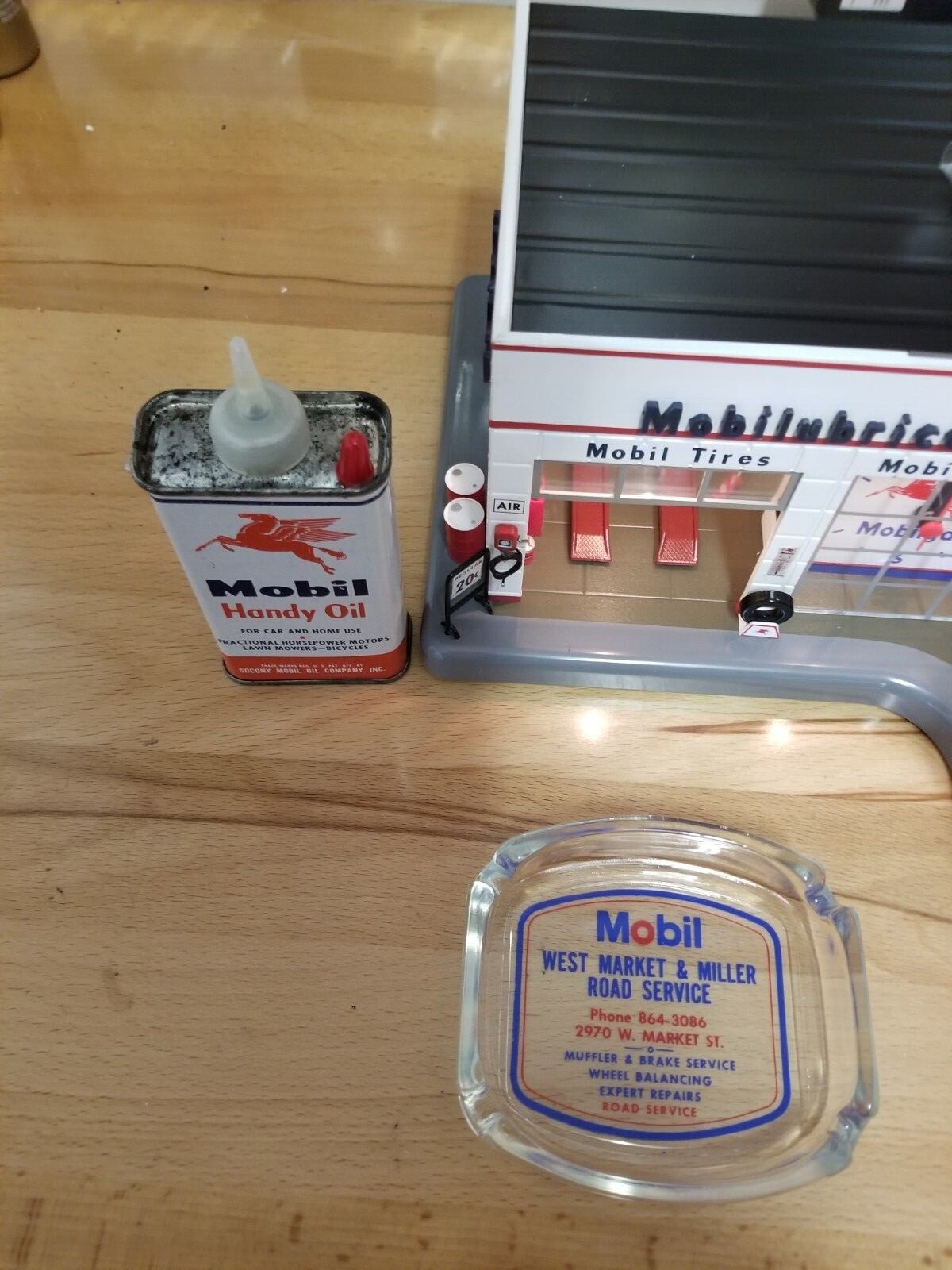 Vintage Danbury Mint Mobil Gas Station Bundled with Authentic Vintage