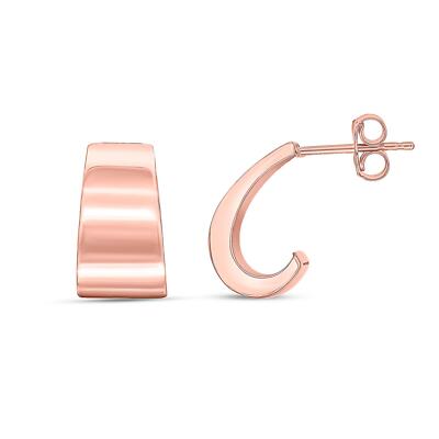 9CT Rose Gold Flat Tapered Half Hoop Earrings UK