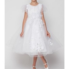 WHITE Size 12 Flower Girl Dress Birthday Wedding Formal Recital Dance Bridesmaid