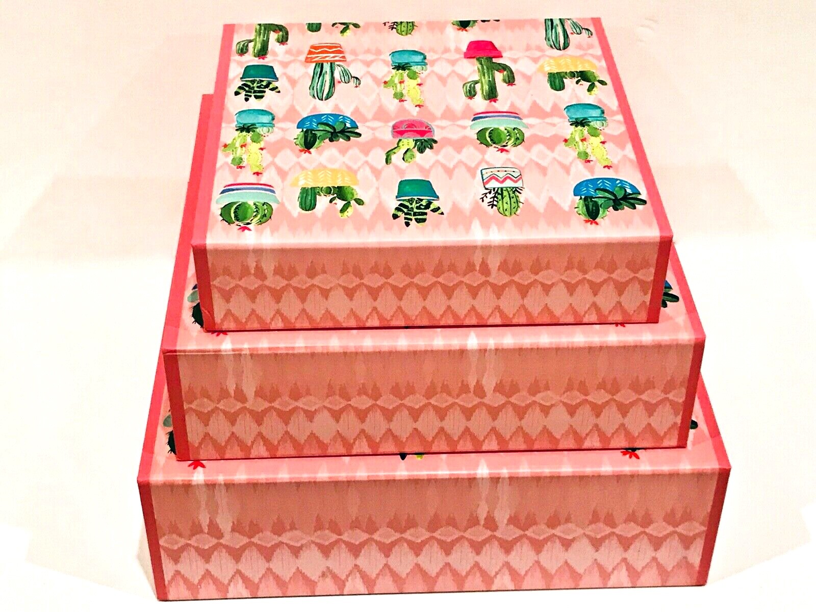 LADY JAYNE LTD. DECORATIVE NESTING STORAGE BOXES SET OF 3 CACTUS eBay