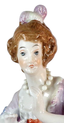Porcelain Half Doll Pincushion Southern Belle Purple Gown Arms Away Germany #7 - Picture 3 of 9