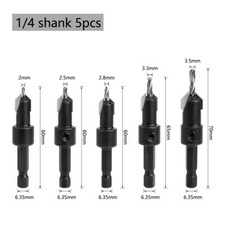HSS Countersink Drill Bit Set 1/4'' Hex Shank Woodworking Pilot Screw Holes