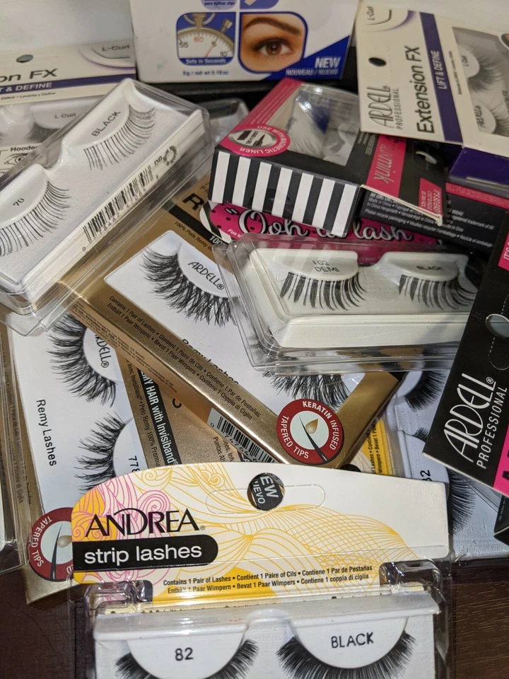  Eyelashes Lot Ardell Andrea Strips/other brands all Black 20 boxes w/ duo Glue  - Image 4 of 4