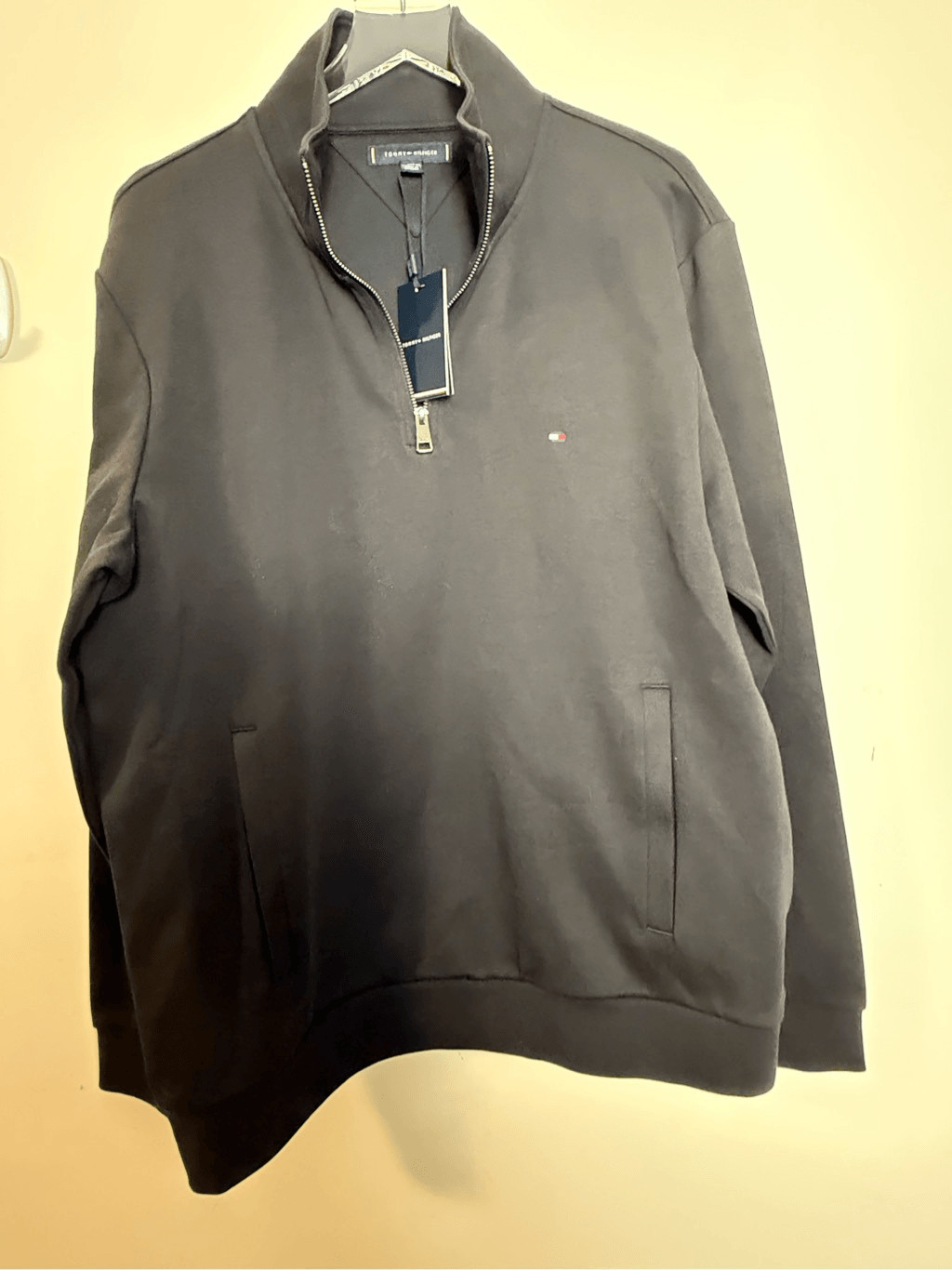 Tommy Hilfiger Scuba Knit Quarter-Zip Sweatshirt Black XXL NWT
