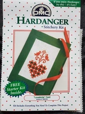 DMC "Lovebirds" Hardanger Stitchery Greeting Card Kit Size 3 1/2" x 4 1/2"