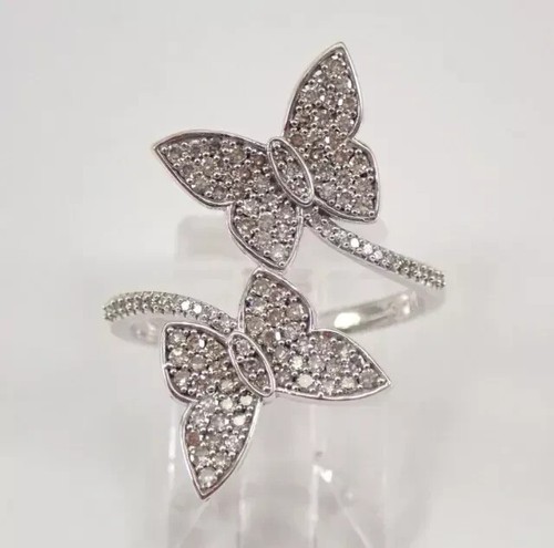 2Ct Round Lab Created Diamond Butterfly Women Wedding Ring 14k White Gold Plated - 第 1/5 張圖片