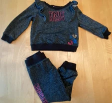 TRUE RELIGION 2 PC SPARKLY LEGGING JOGGERS AND SWEATSHIRT SZ 24 MOS
