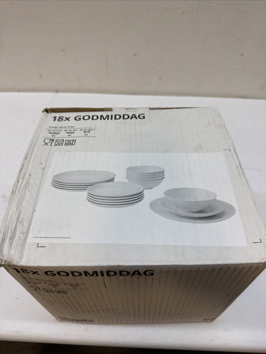IKEA GODMIDDAG 18-piece Dinnerware Set White 105.646.83 | eBay