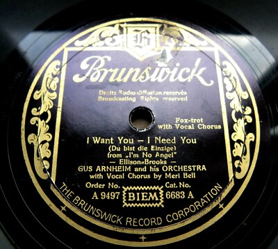 1632/ GUS ARNHEIM-I want you, I need you-I´m  no angel-SWING-78rpm Schellack