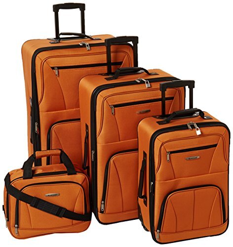 Journey Softside Upright Luggage Set, Expandable, Orange, 4-Piece (14/19/24/28)