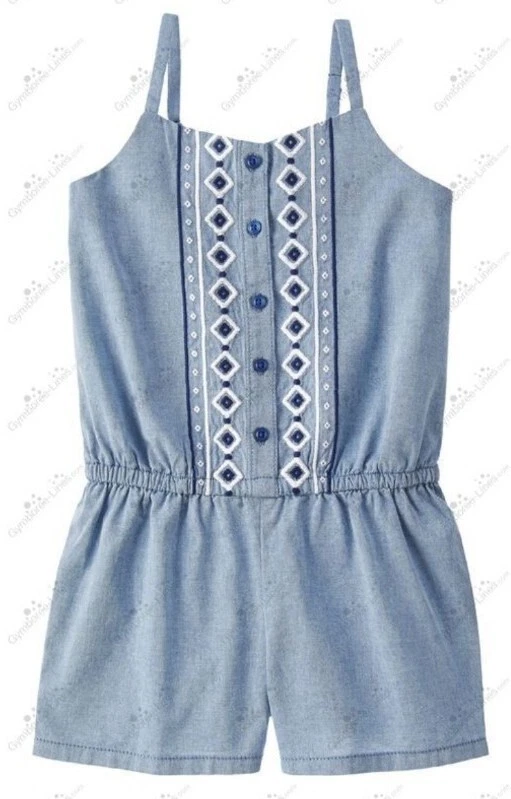 Nuevo con etiquetas Mameluco Gymboree Niñas 6 Azul Safari Geo Bordado Cambray Foto 3 de 3