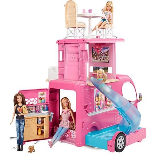 Nuevo Mattel Barbie Pop Up Pop Up Cámper 3 Niveles Rosa RV Autobús Casa Furgoneta Camión Set - Imagen 4 de 10