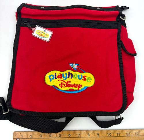 Vintage Disney Playhouse Messenger Bag Backpack Red School Book Bag VG Condition - Picture 7 of 7