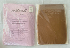 Lot of 2: Vtg Tall Alberts Demi Toe Panty Hose Seamless Suntan Size D 5'8" NOS