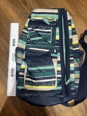 Thirty-One Sling-Back Bag in Teal Stripe