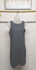 Joules Ladies Dress 10 Tank Dress Knee Length Soft Cotton Jersey Blue Striped 