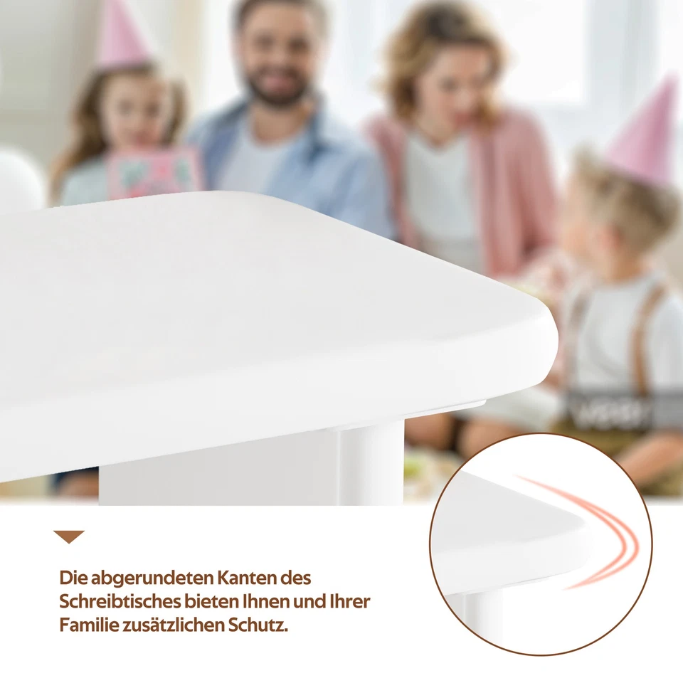 Computertisch mit 3 Schubladen & Wolkenform Tischplatte Schreibtisch 117×50×74cm - Bild 3 von 4