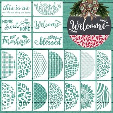 20 Pieces Welcome Stencils for Painting 11.81 x 5.91 inches, semi-transparent