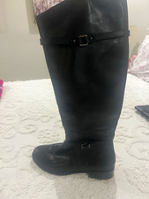 Gianni Bini Black Leather Knee High Riding Bo...