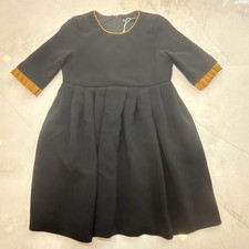 Zara Trafaluc Women Dress XS Black Fit Flare Pleated Contrast Trim Short Sleeve
