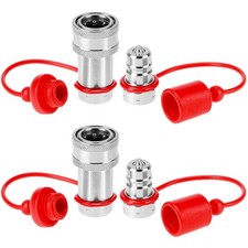 QWORK Hydraulic Quick Connect Couplers, Set of 2, 3/8" NPT Thread and 3/8"...