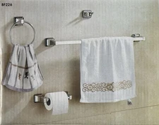 Bathroom Hardware 4 Piece Set Polished Chrome Double Robe Hook, 24” Towel Bar