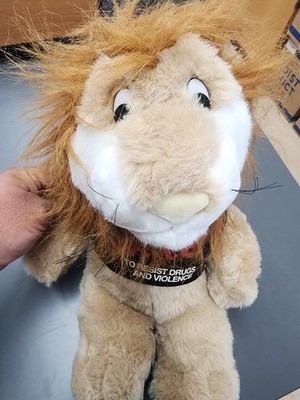 Vintage 90s D.A.R.E Lion Plush Stuffed Animal DARE T-shirt Large 18  Plush Toy