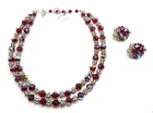 Vtg. Signed "VENDOME" Rhinestone Costume Jewelry Necklace + Earring Set - 04
