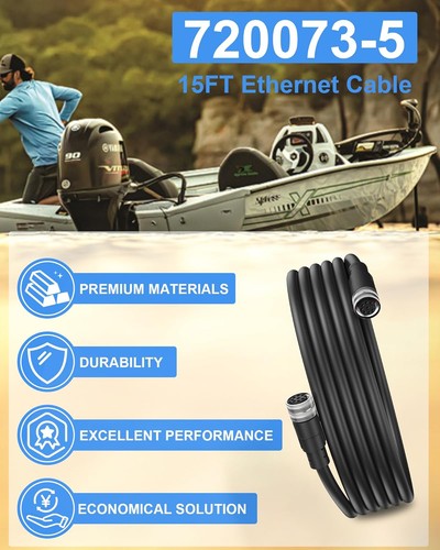 720073-5 Ethernet Cable 15-Foot for Humminbird AS EC 15E Helix 15 12 10 9 8 7 - 第 3/7 張圖片