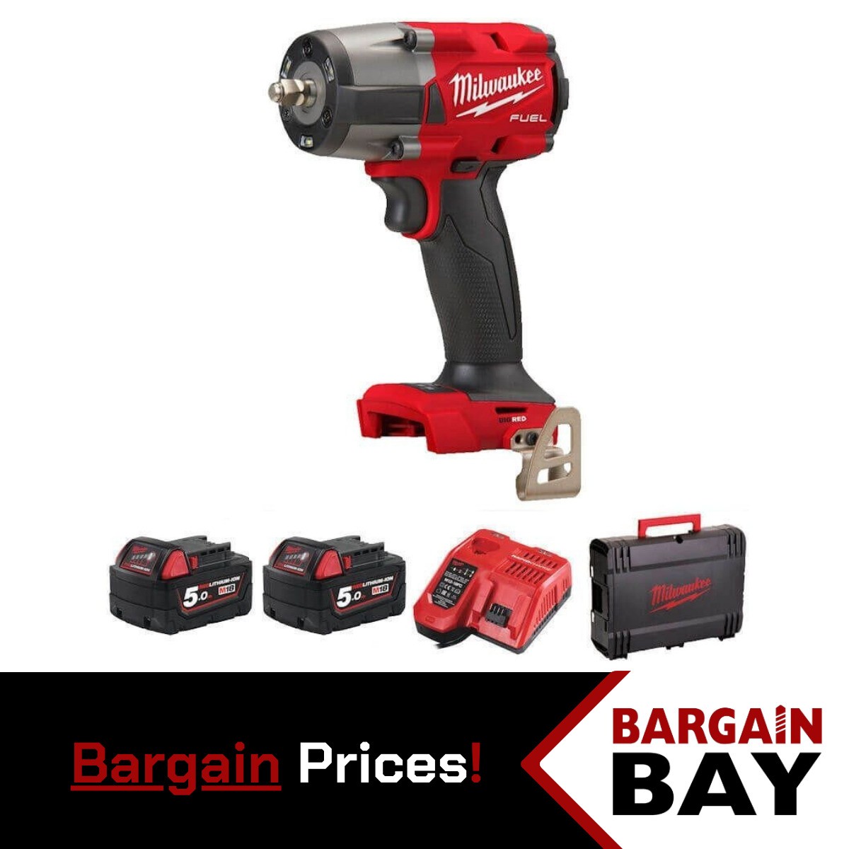 MILWAUKEE M18FMTIW2F38-502X M18 FUEL MID-TORQUE 3/8"" IMPACT WRENCH WITH RING