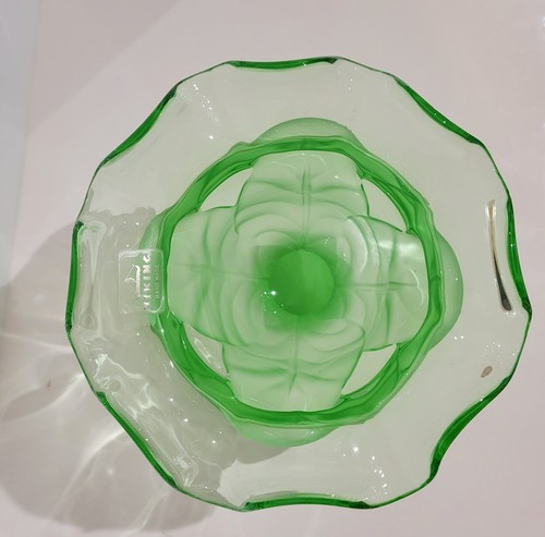 Piatto composto vintage MCM vetro vichingo foglia cavolo verde lime - Foto 2 di 6