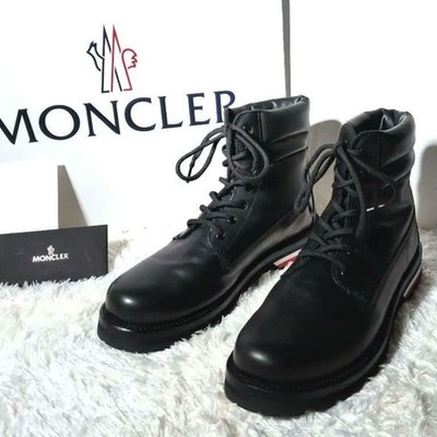 Moncler Vancouver Work Boots Leather Shoes Black #QYAXM9