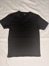 Fendi Roma Women's FF Jacquard Textured Short Sleeve Knit Size Small Authentic
