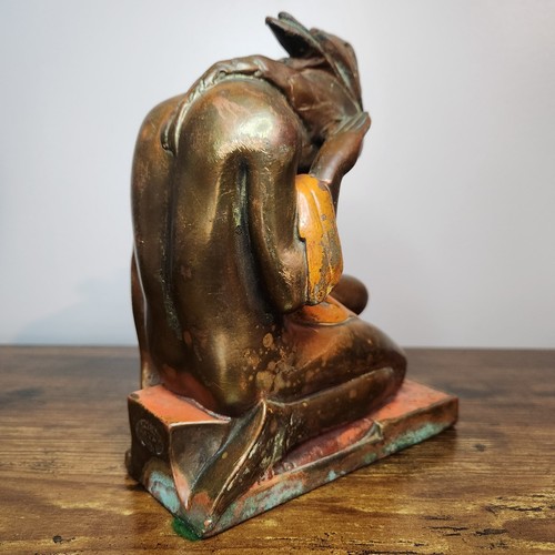 Antique Pompeian Bronze Bookends - Kneeling Native American Paul Herzel Art Deco - Picture 11 of 23