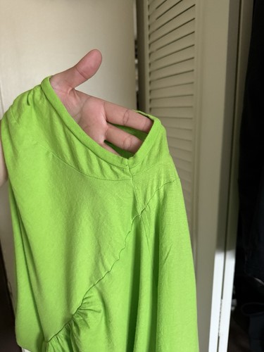 Zara Women's Size S Y2K Lime Green Babydoll Top Empire Waist V-Neck Knit - Picture 6 of 6