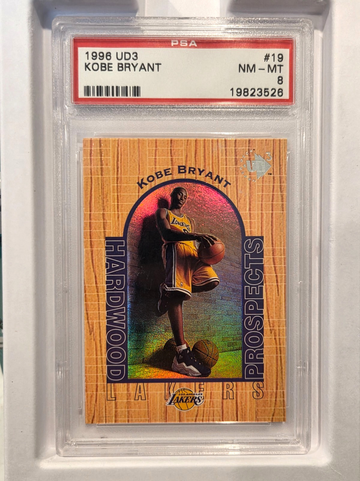 KOBE BRYANT 1996 UD3 ROOKIE CARD RC #19 PSA 8 NM-MINT LAKERS MVP HOF! #19823526