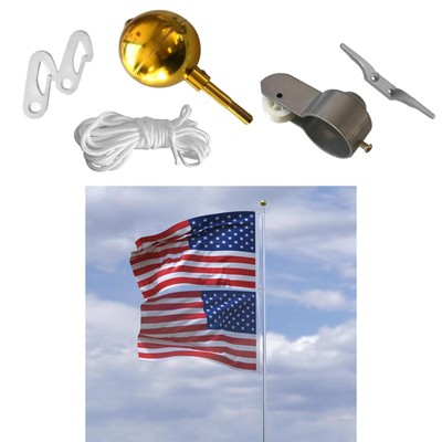 Garten 1 Set Fahnenmast Hardware Reparaturset Golden Topper Kugel Klampe Haken