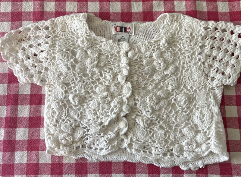 One Step Up Kids Girls White Crocheted Top 10/12