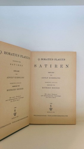 Horaz Q. Horatius Flaccus: Satire. 2. Teil. Erklärt von Adolf Kiessling. Bear.. - Bild 2 von 3