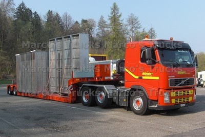 LKW Foto Volvo FH12 Plattformanhänger Schweiz orange meier #m5gt